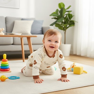 PYJAMA BEBE DOUCEUR BIO BRUN DEUX PIECES BEBE RAMPE
