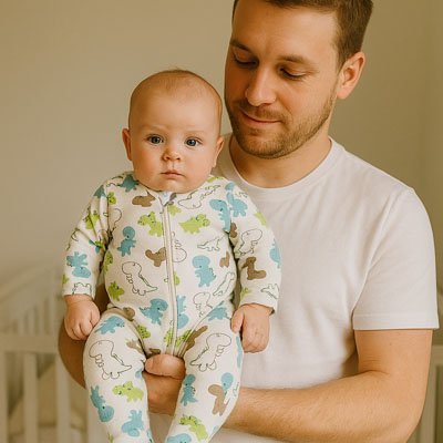 pyjama bébé douceur bio dinosaure bébé bras papa