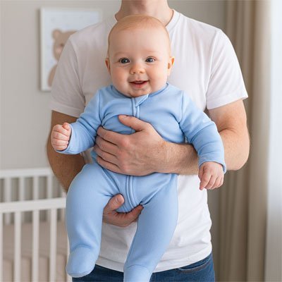 pyjama bébé douceur coton bleu bébé bras papa