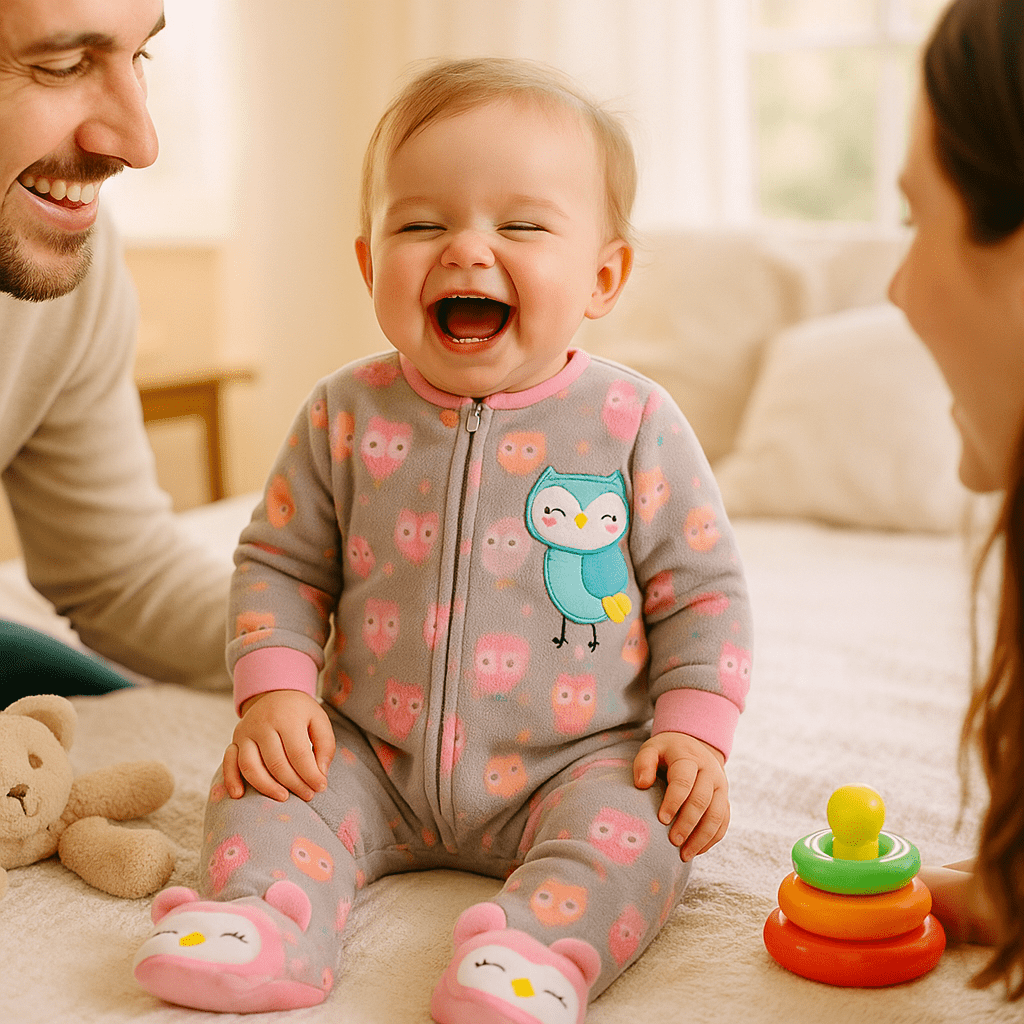 pyjama bébé fille nuit calme au réveil famille bon humeur