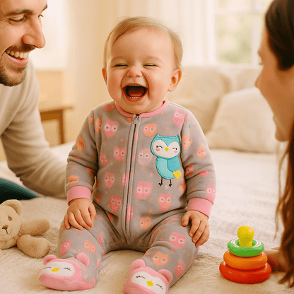 pyjama bébé fille nuit calme au réveil famille bon humeur