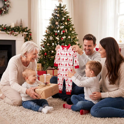 pyjamas bébé Noel coton douceur renne rouge blanc cadeau