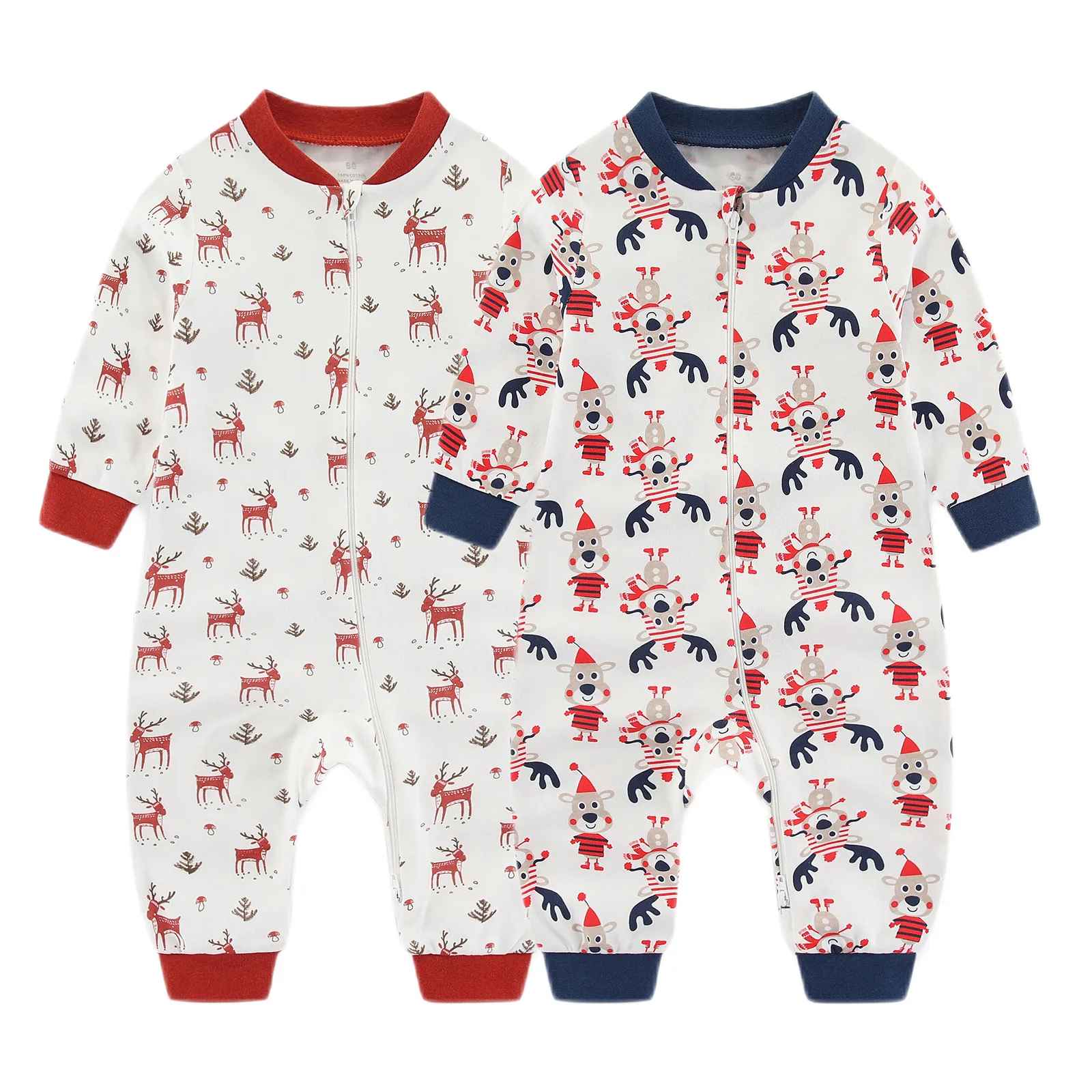 pyjamas bébé Noel coton douceur renne rouge blanc lot deux