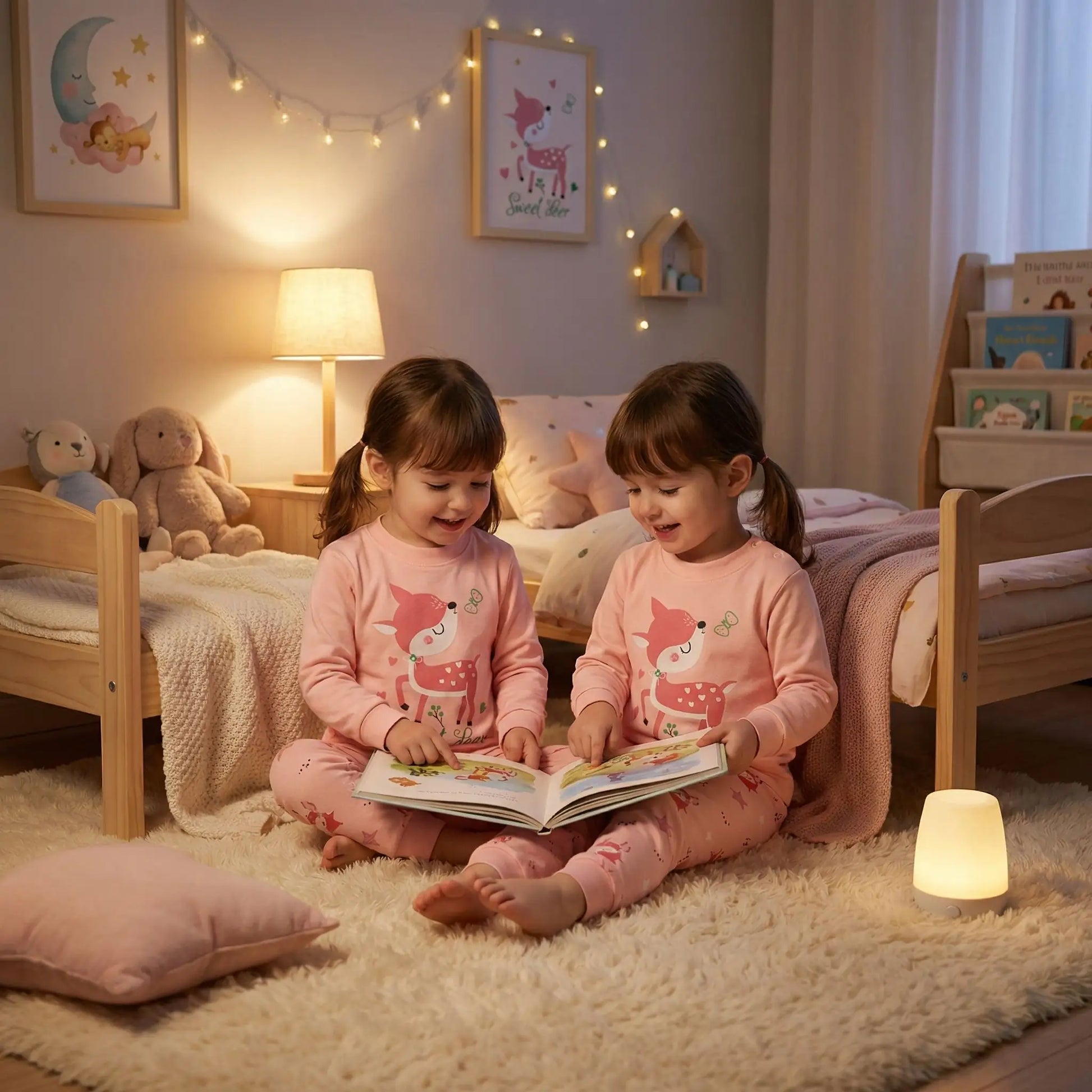 pyjama bébé renard douceur nocturne rose jumelles histoire