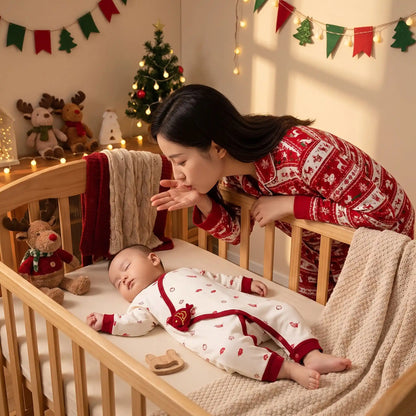 pyjama de noël bébé 100% coton Poisson élégant beige bébé dort