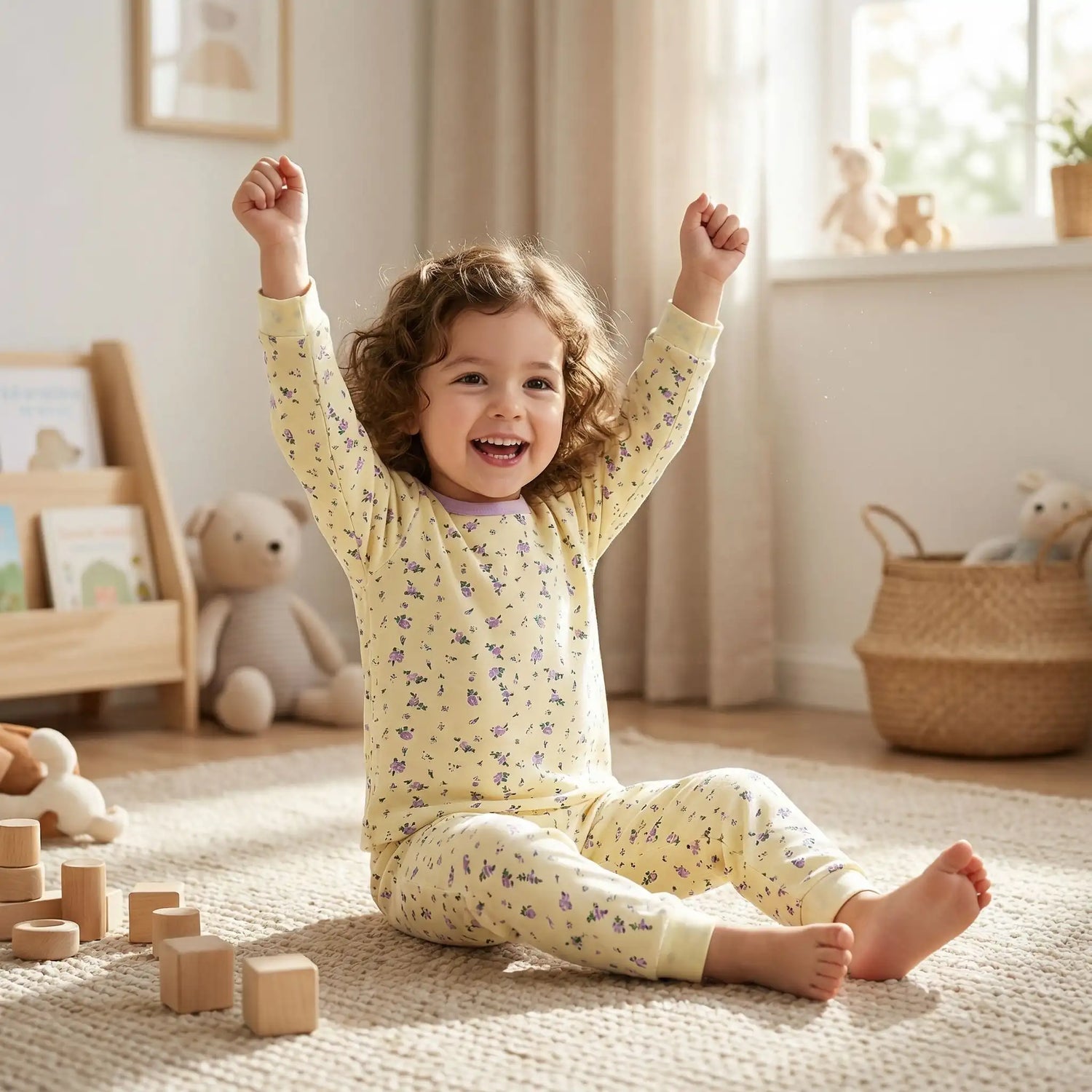 pyjama deux pièces bébé fille coton fleuri  fille joyeuse