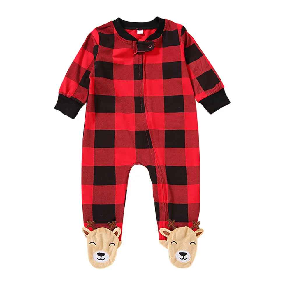 Pyjama de Noël bébé Cerf coton doux carreaux