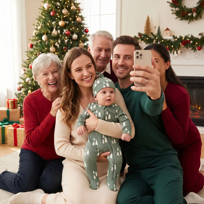 pyjama noël bébé coton doux sapin sommeil serein bébé photos