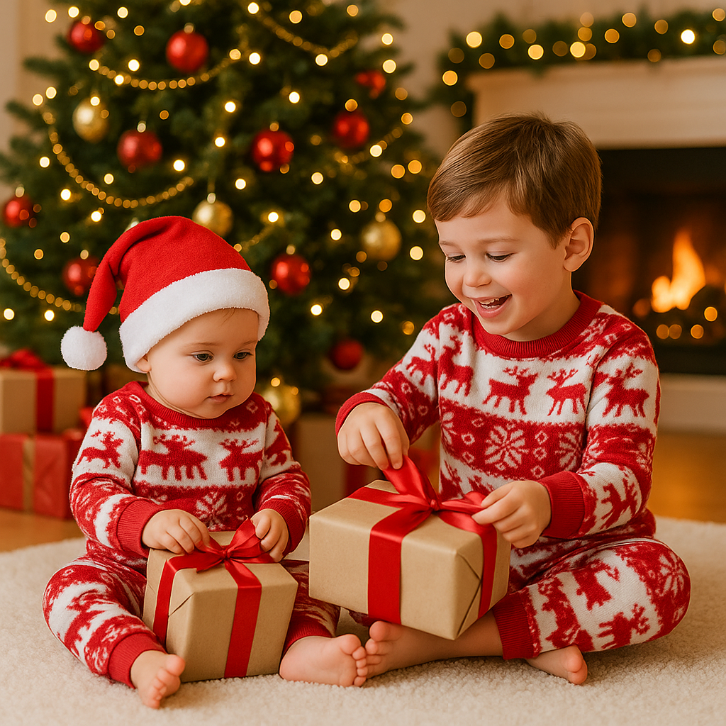 pyjama noël bébé douillet flanelle trois pièces cadeaux enfants 
