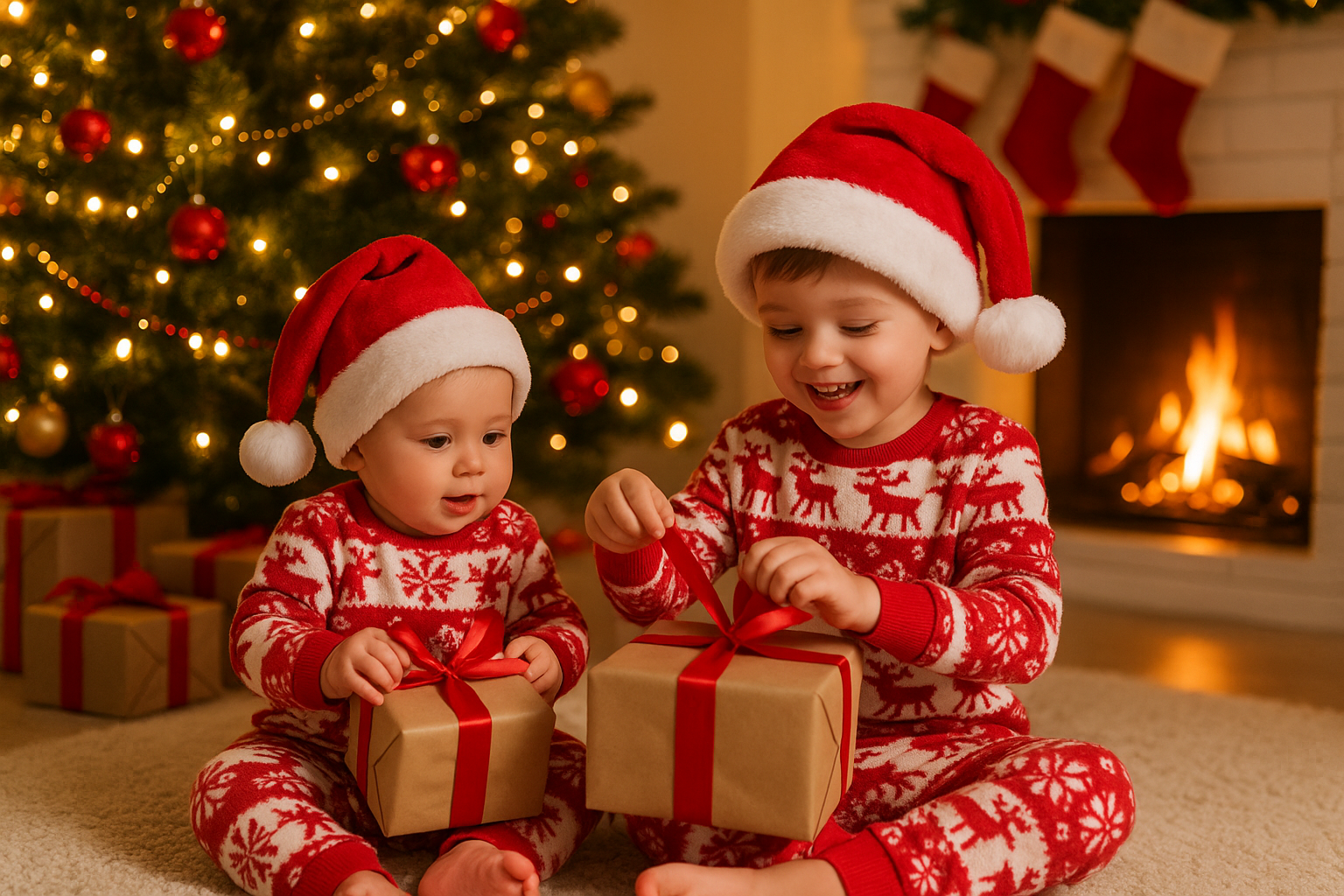 pyjama noël bébé douillet flanelle trois pièces cadeaux sœurs 