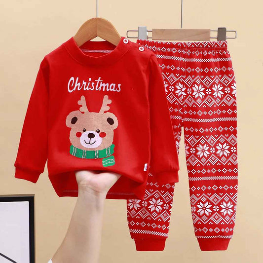 pyjama noël garçon coton doux festif deux pièces rouge