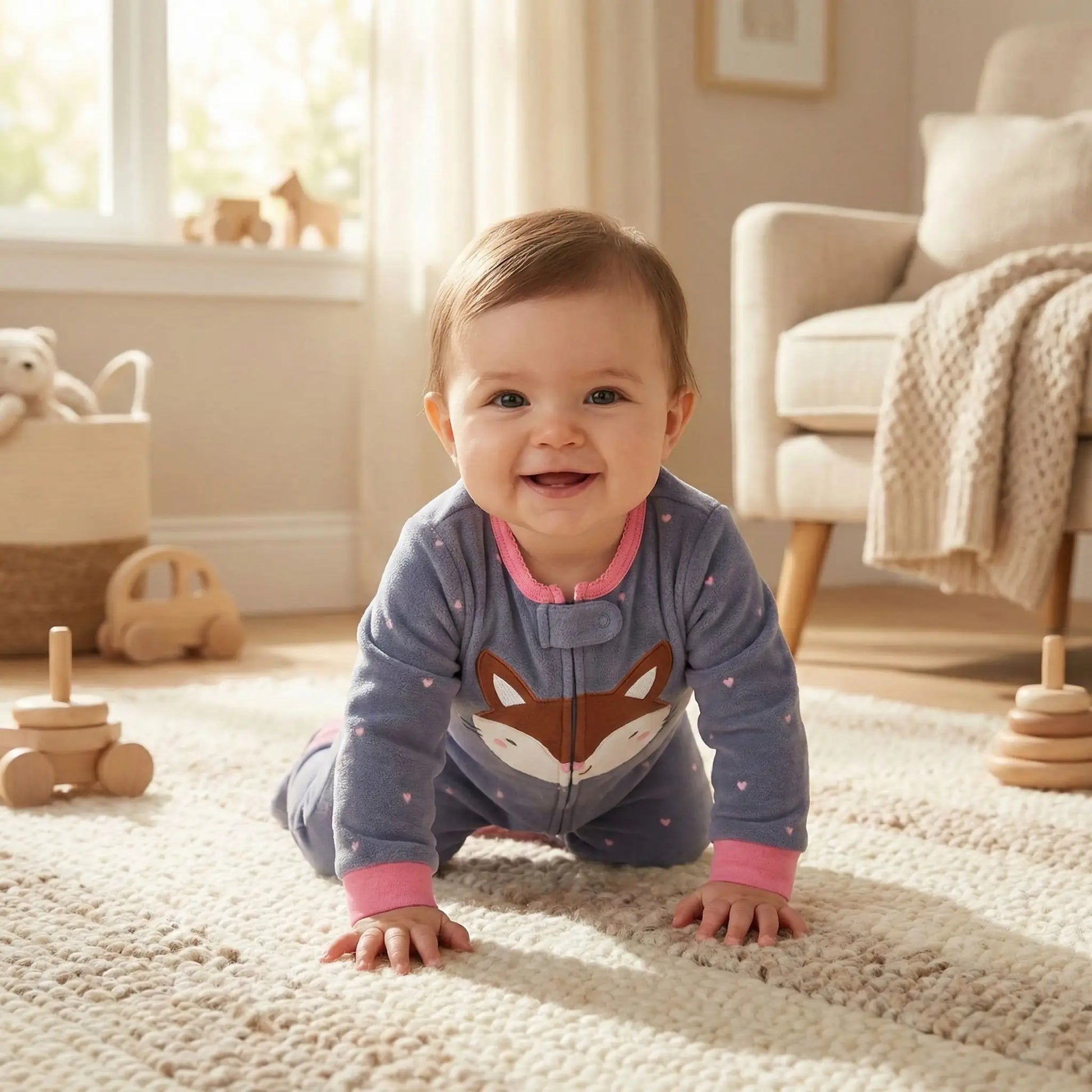 pyjama renard bébé polaire doux bébé marche quatre pattes
