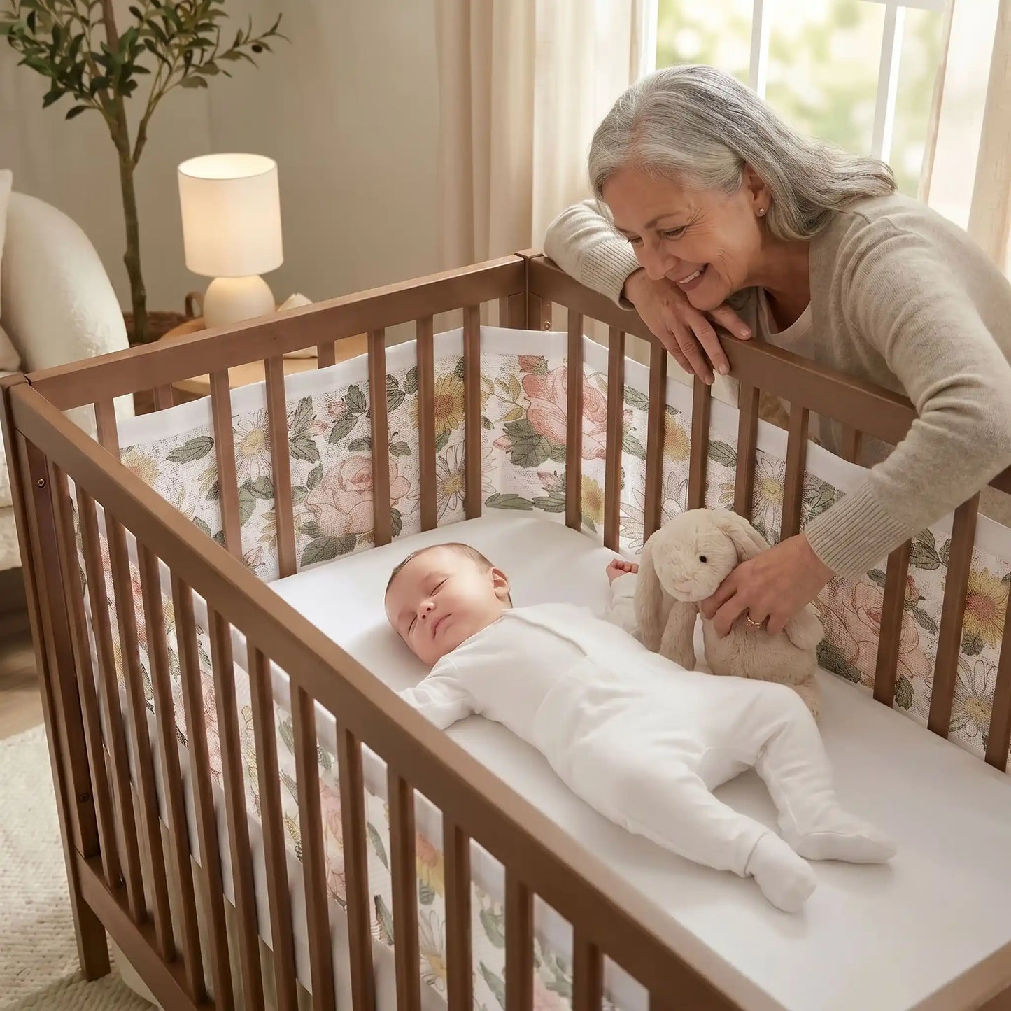 tour de lit bébé respirant Flory bébé dort mamy contente