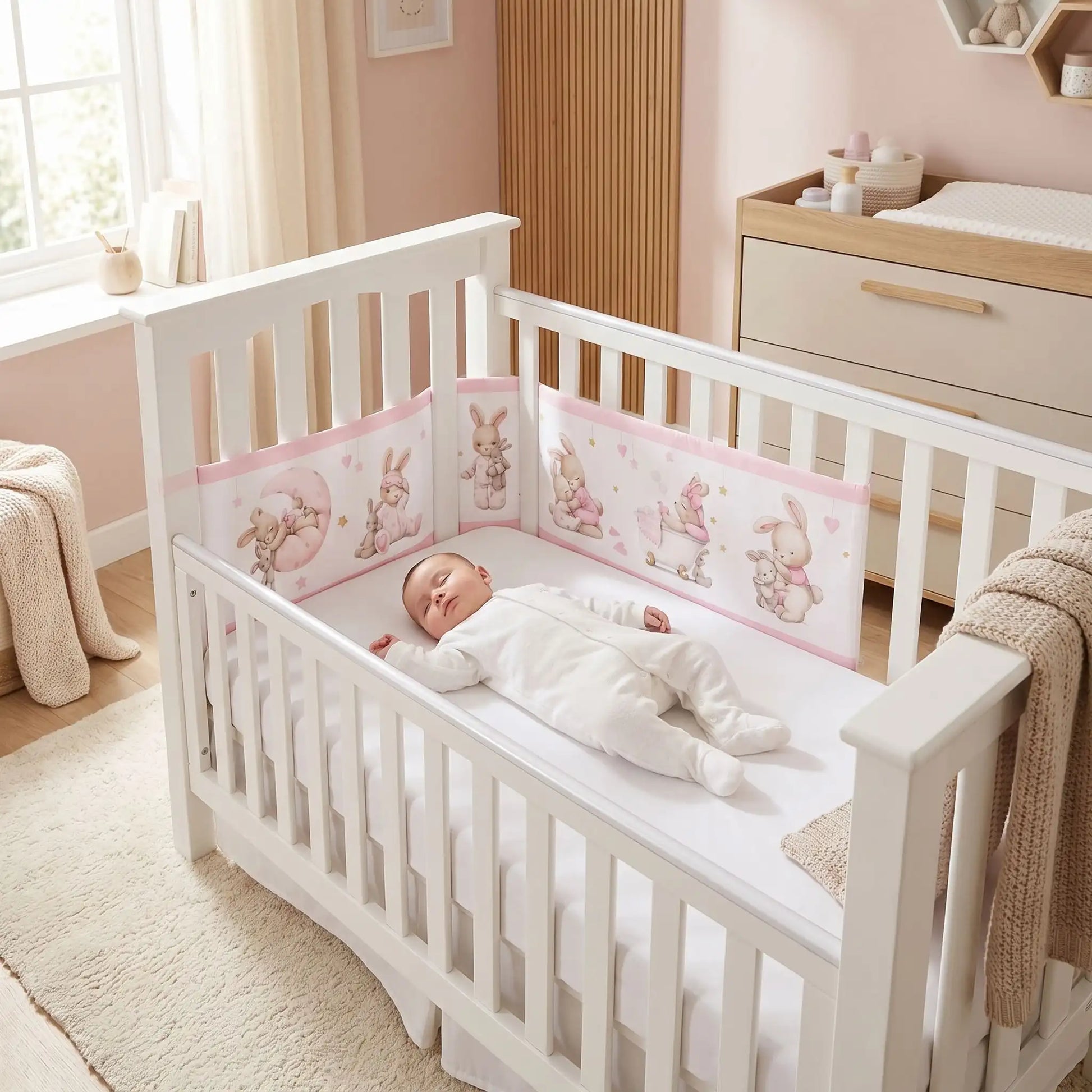 tour de lit bébé respirant lapin Douceair bébé dort