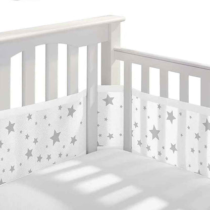 Tour de lit bébé respirant maille 3D Sécurisé étoiles câlines grises