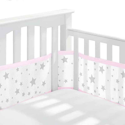 Tour de lit bébé respirant maille 3D Sécurisé étoiles câlines rose