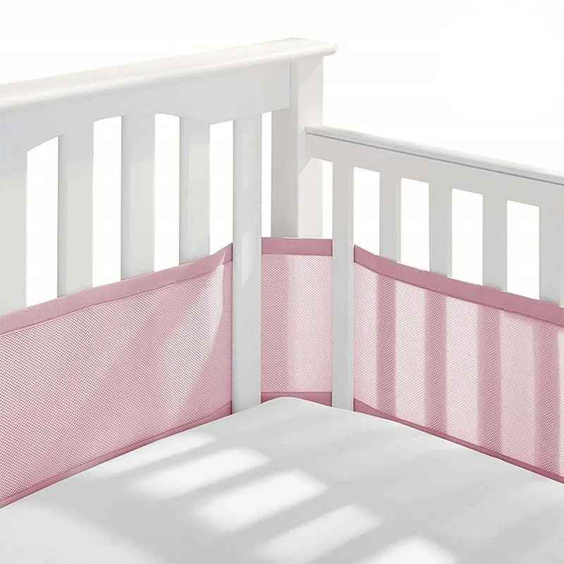 tour de lit respirant 2 pièces tissus aéré 3D rose