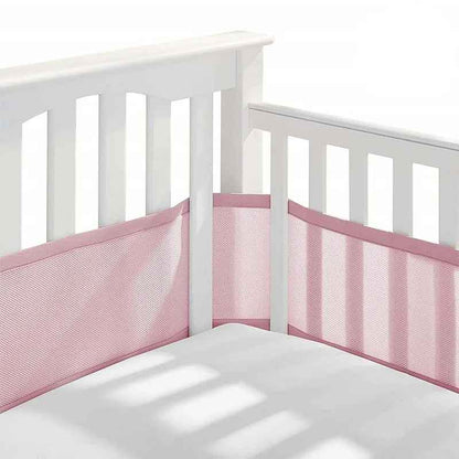 tour de lit respirant 2 pièces tissus aéré 3D rose