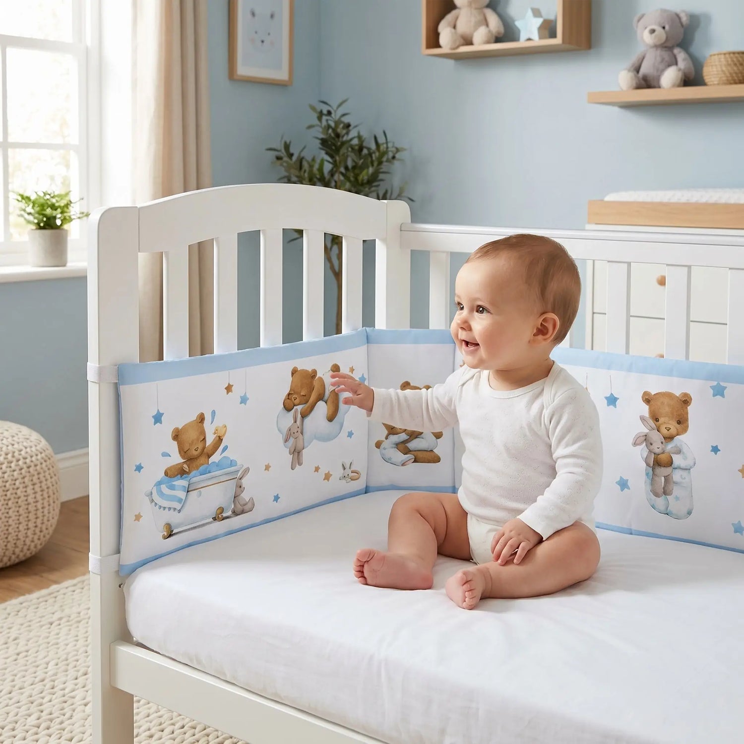 tour de lit bébé mailles sécurisante Ourson zen bébé assis