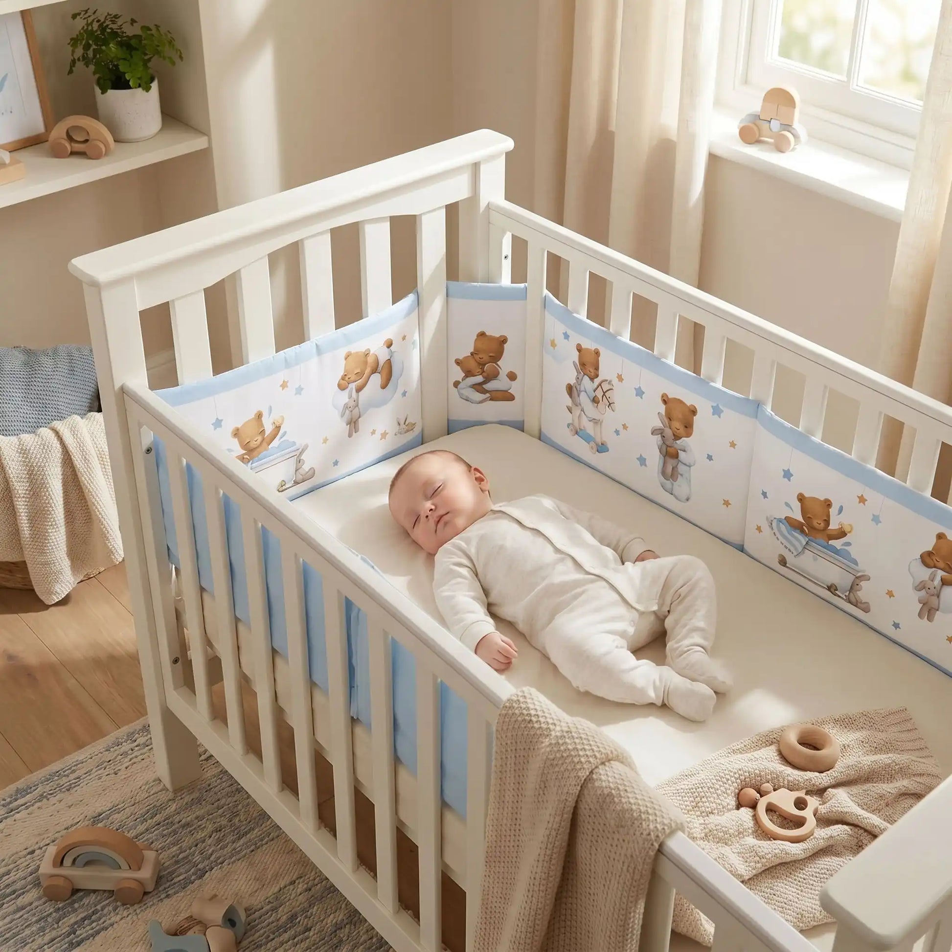 tour de lit bébé mailles sécurisante Ourson zen bébé dort
