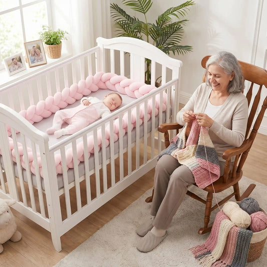 tour de lit respirant coton hypoallergénique rose grand-maman joyeuse