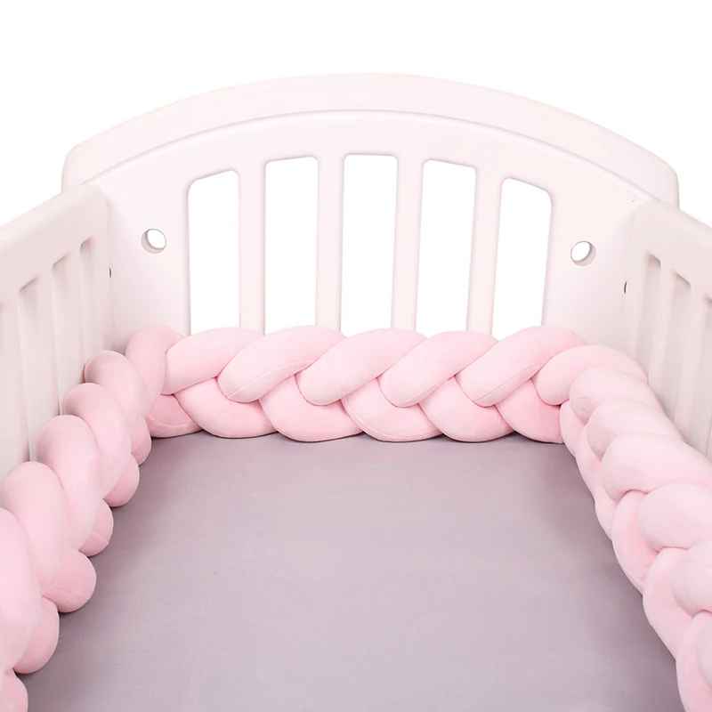 tour de lit respirant coton hypoallergénique tressé Rose 