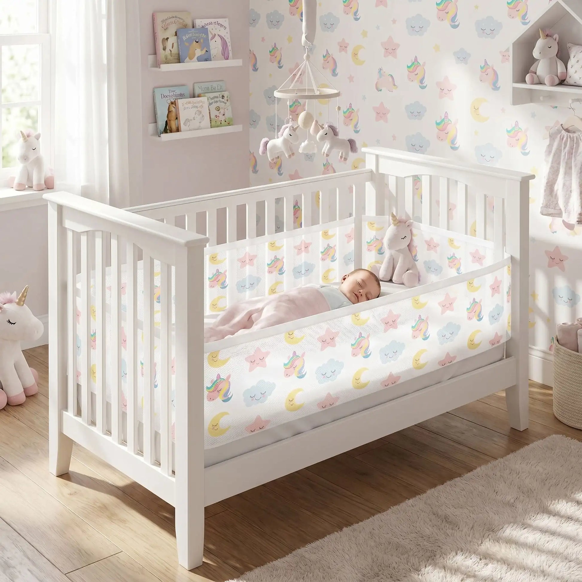 Tour de lit bébé respirant en maille sécurité LicoAir bébé dort