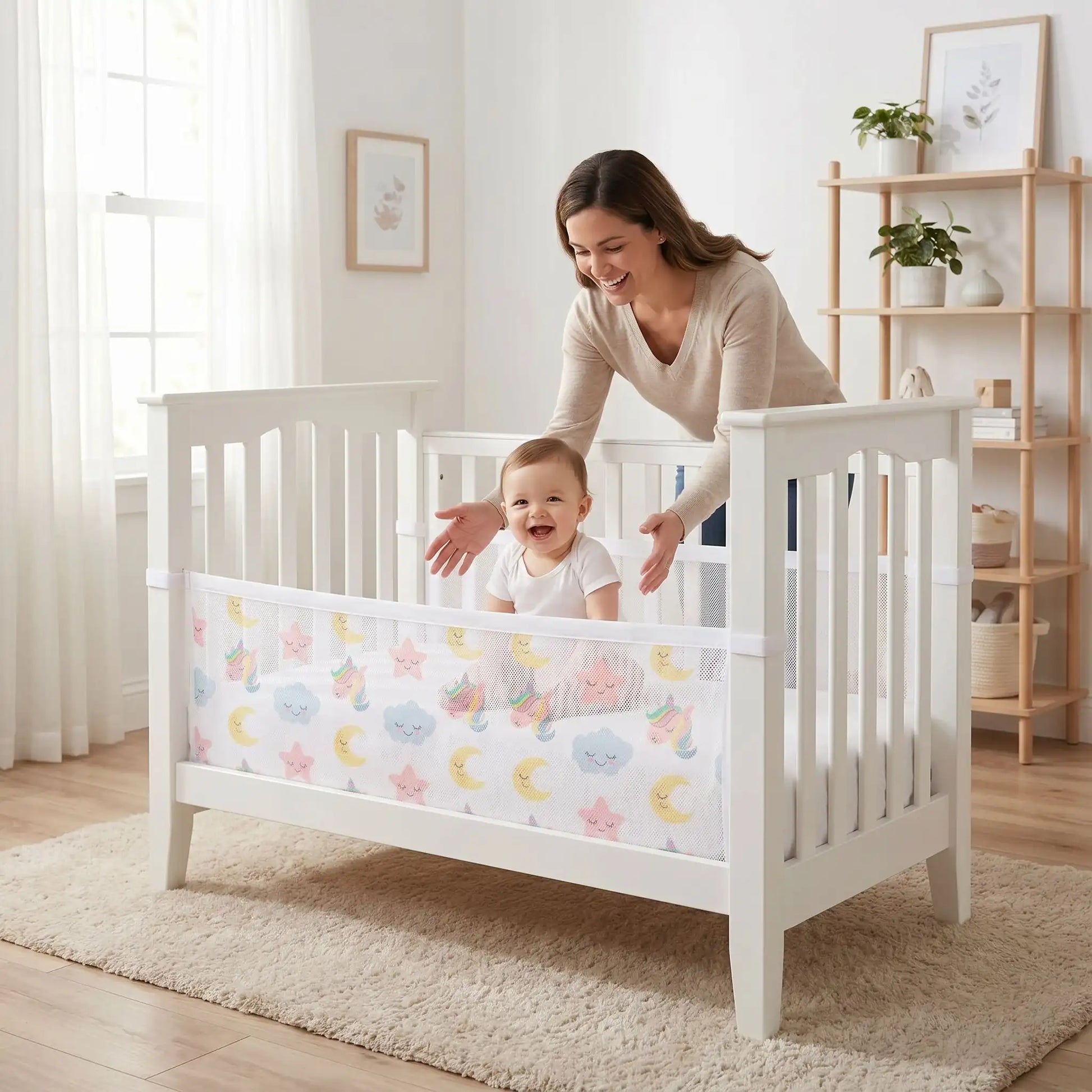 Tour de lit bébé respirant maille sécurité LicoAir bébé maman joyeux