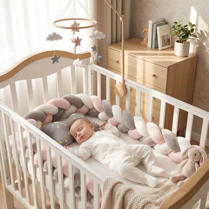 tour de lit tresse coton douceur protecteur bébé dort