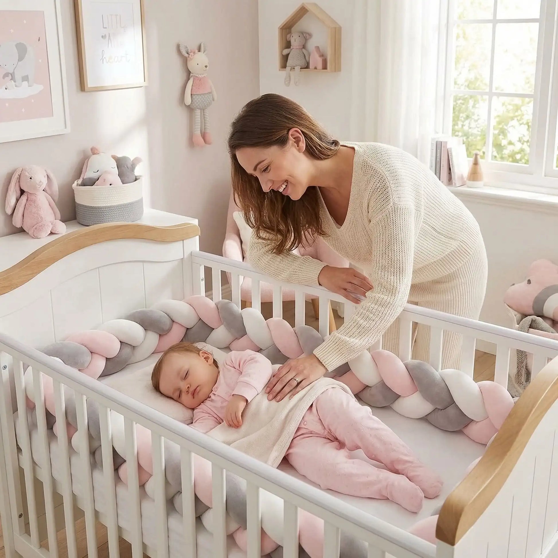 tour de lit tresse coton protecteur bébé dort mama joyeuse