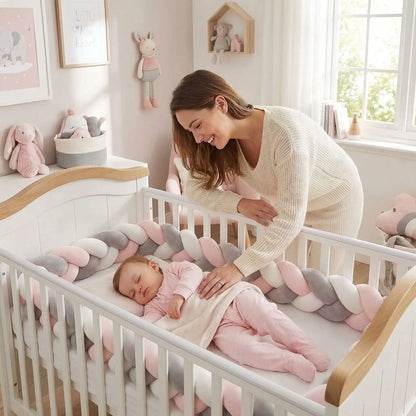 tour de lit tresse coton protecteur bébé dort mama joyeuse