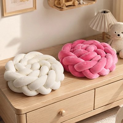 Tour de lit tresse douceur sécurisé rose et beige