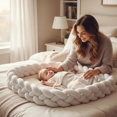 Tresse de lit cocon douillet rassurant blanc bébé dort