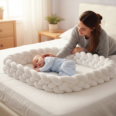 Tresse de lit cocon douillet rassurant blanc maman bébé