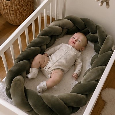 Tresse de lit douce sécurisée marron bébé dort