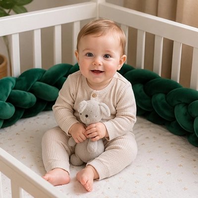 Tresse de lit douce sécurisé vert bébé assis