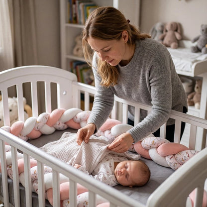 Tresse de lit protectrice décorative rose mama couche bébé