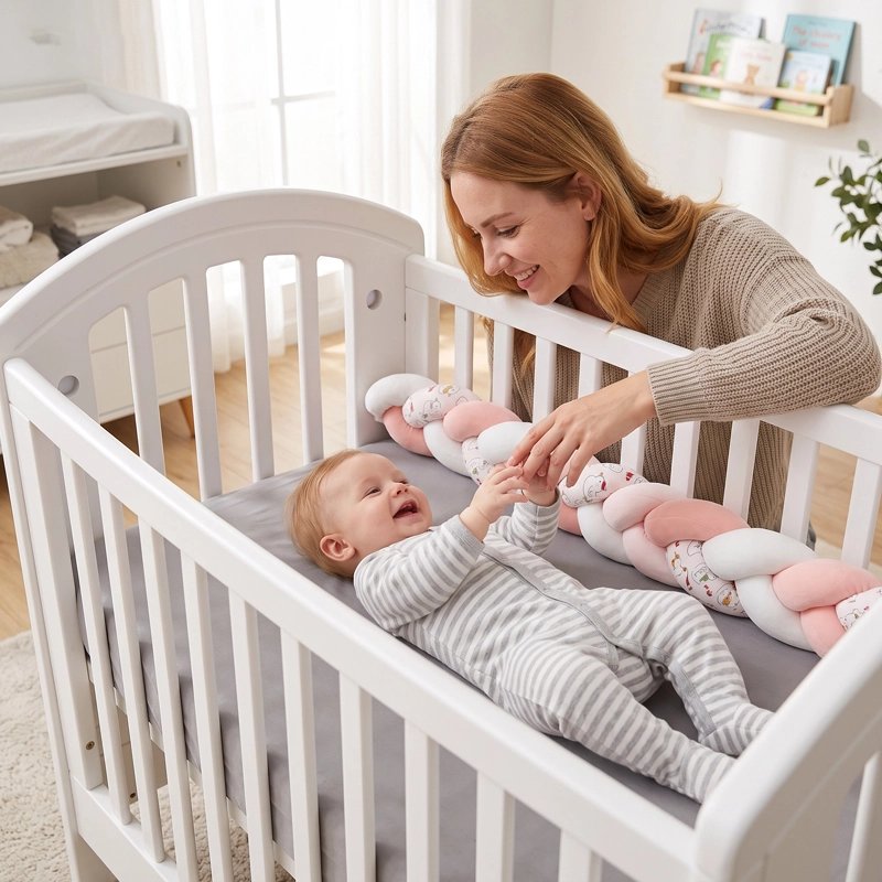 Tresse de lit protectrice décorative rose mama lien bébé