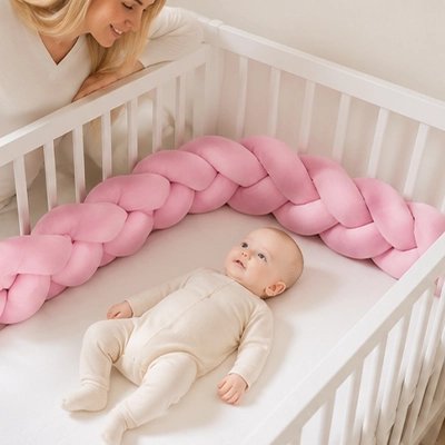 Tresse de lit rose bebe calme couché mama admire