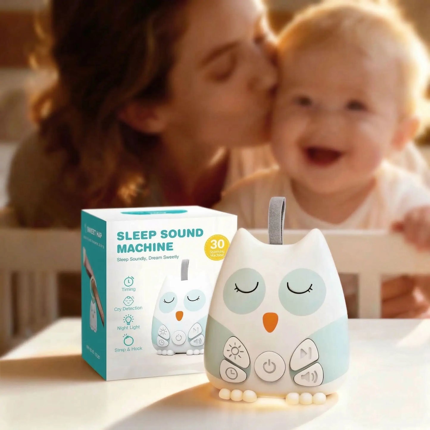 veilleuse bébé bruit blanc détection pleurs hiboux bébé mama