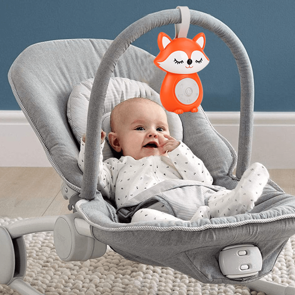 veilleuse bébé bruit blanc renard portable accrochée siège bébé sécurisé