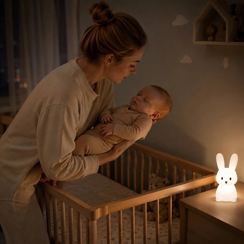 Veilleuse lapin  lumière douce lapinou maman  couche bébé