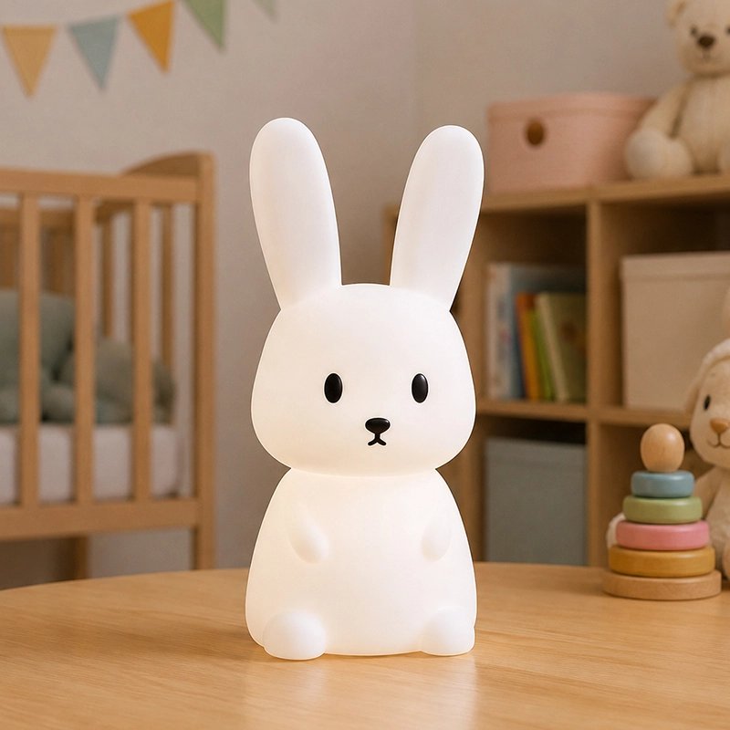 Veilleuse lapin  lumière douce lapinou sur table