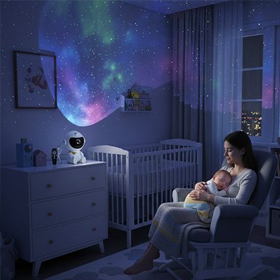 Veilleuse projection astronaute étoilé camera incluse  mama bébé chambre