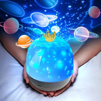 Veilleuse projection stellaire apaisante bleu mains