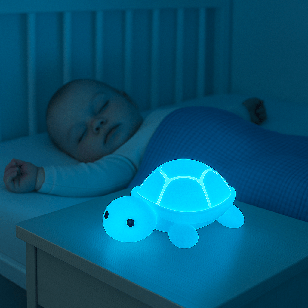 veilleuse tortue zen bleu bébé dort