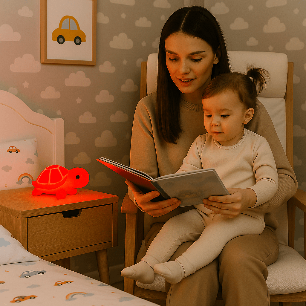 veilleuse tortue zen mère fille lecture histoire